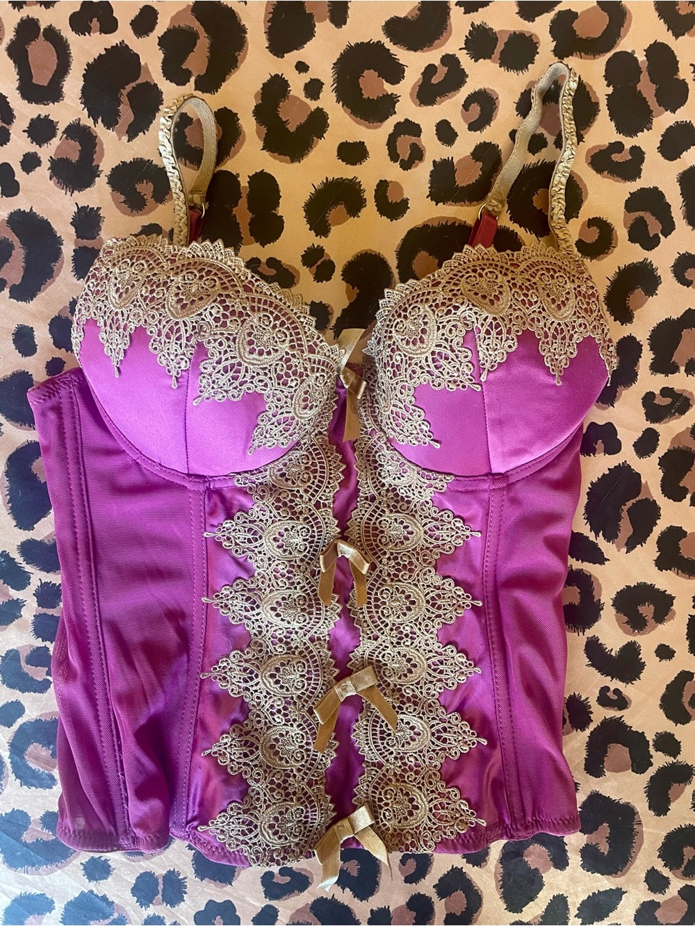 Women's Fuchsia Lace-Trim Bustier Corset